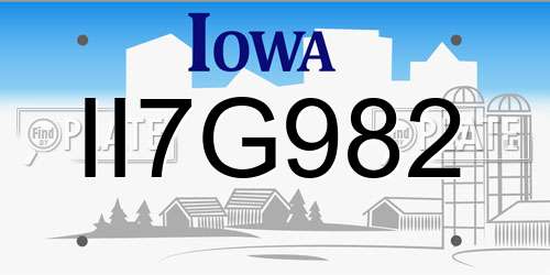II7G982 Iowa License Plate