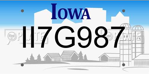 II7G987 Iowa License Plate