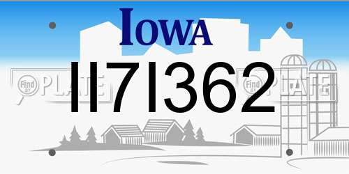 II7I362 Iowa License Plate