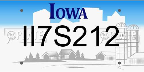 II7S212 Iowa License Plate