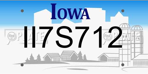 II7S712 Iowa License Plate