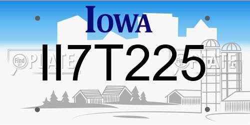 II7T225 Iowa License Plate