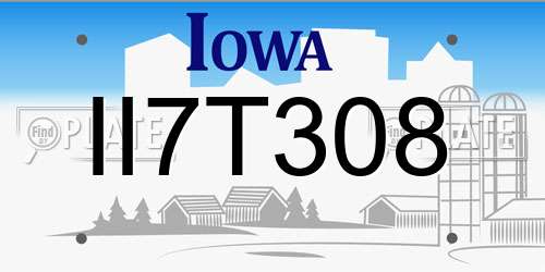 II7T308 Iowa License Plate