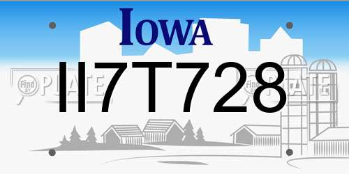 II7T728 Iowa License Plate