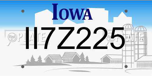 II7Z225 Iowa License Plate