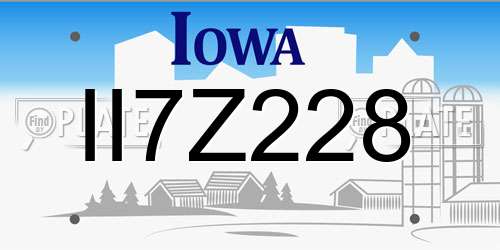 II7Z228 Iowa License Plate