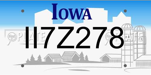 II7Z278 Iowa License Plate