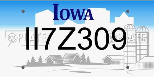 II7Z309 Iowa License Plate