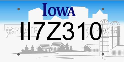 II7Z310 Iowa License Plate