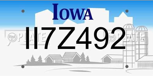 II7Z492 Iowa License Plate