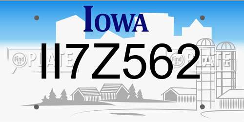 II7Z562 Iowa License Plate
