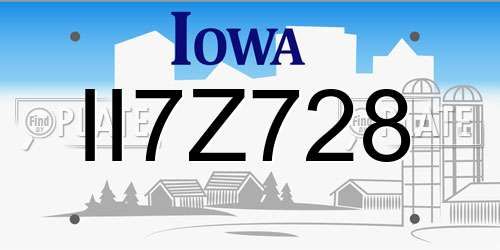 II7Z728 Iowa License Plate