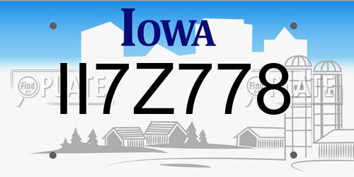 II7Z778 Iowa License Plate