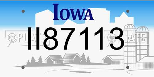 II87113 Iowa License Plate