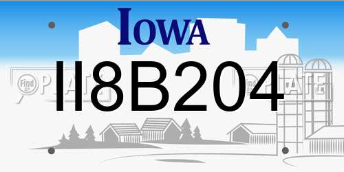 II8B204 Iowa License Plate