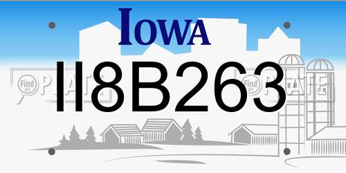 II8B263 Iowa License Plate