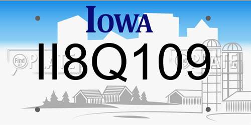 II8Q109 Iowa License Plate