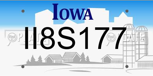 II8S177 Iowa License Plate