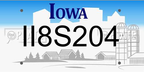 II8S204 Iowa License Plate