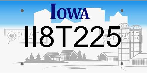 II8T225 Iowa License Plate