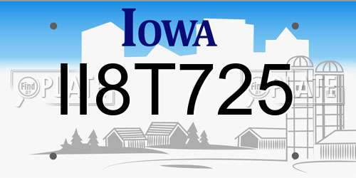 II8T725 Iowa License Plate