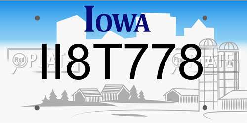 II8T778 Iowa License Plate