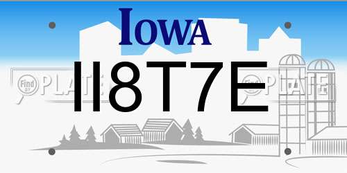 II8T7E Iowa License Plate