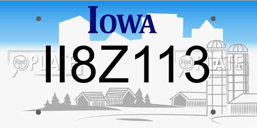 II8Z113 Iowa License Plate