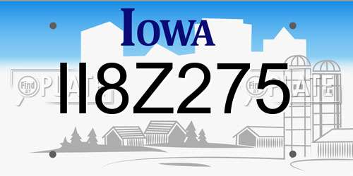 II8Z275 Iowa License Plate