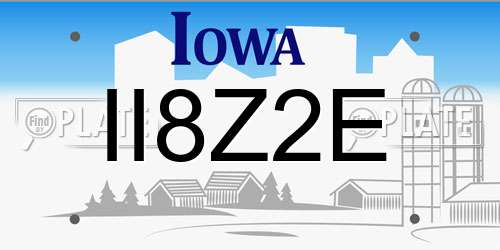 II8Z2E Iowa License Plate
