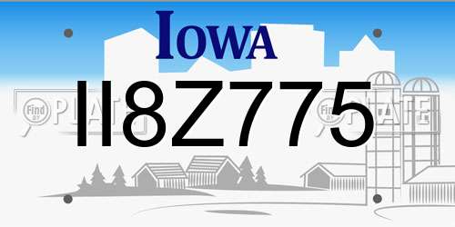 II8Z775 Iowa License Plate