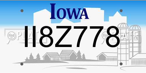 II8Z778 Iowa License Plate