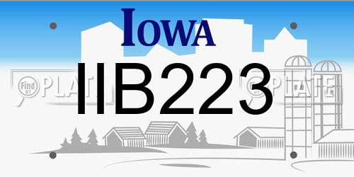 IIB223 Iowa License Plate