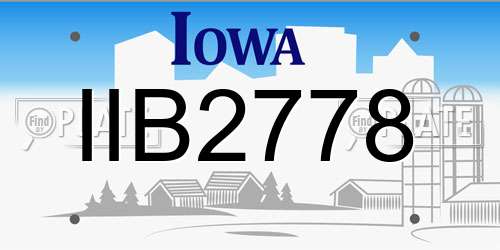 IIB2778 Iowa License Plate