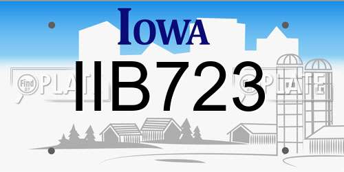 IIB723 Iowa License Plate