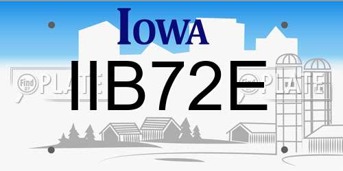 IIB72E Iowa License Plate