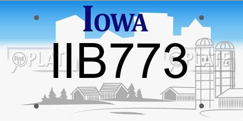 IIB773 Iowa License Plate