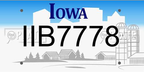 IIB7778 Iowa License Plate