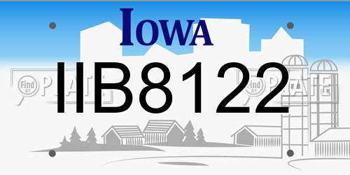 IIB8122 Iowa License Plate