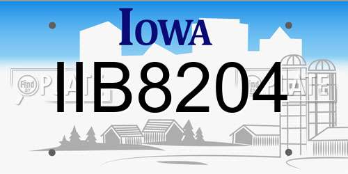 IIB8204 Iowa License Plate