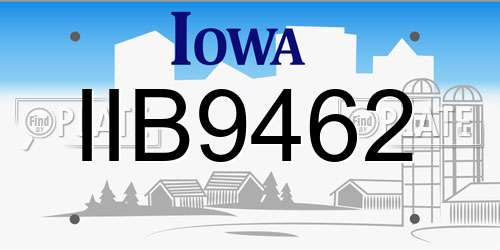 IIB9462 Iowa License Plate