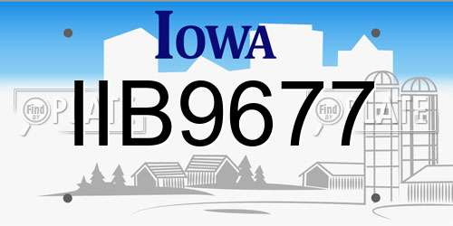 IIB9677 Iowa License Plate