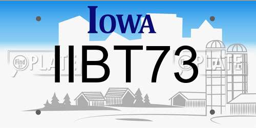 IIBT73 Iowa License Plate