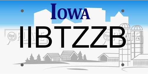 IIBTZZB Iowa License Plate