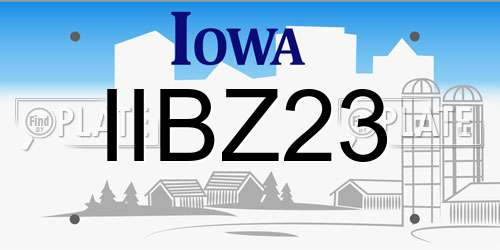 IIBZ23 Iowa License Plate