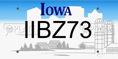 IIBZ73 Iowa License Plate