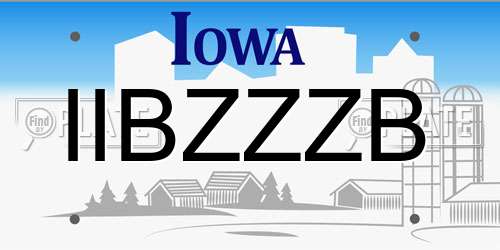 IIBZZZB Iowa License Plate
