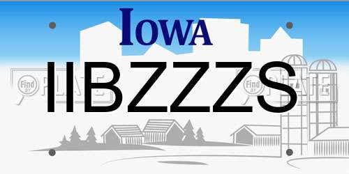 IIBZZZS Iowa License Plate