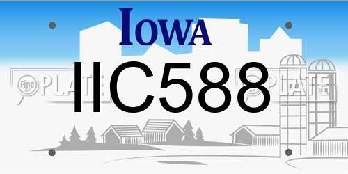 IIC588 Iowa License Plate
