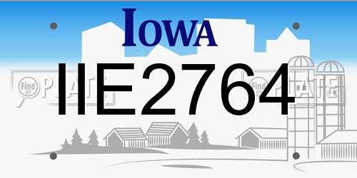 IIE2764 Iowa License Plate